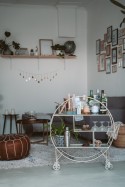 drink cart with alcohol bottles